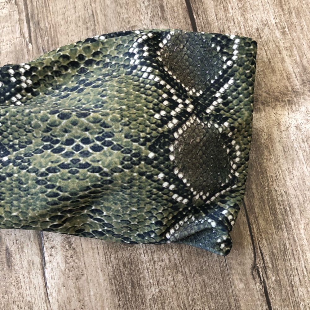 Zaful High Rise High Cut Green Python Bandeau Sna… - image 4